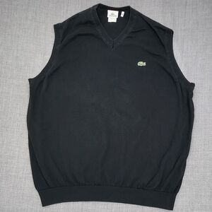 Lacoste Black 100% Cotton Fitted Sweater Vest. 9R / 3XL